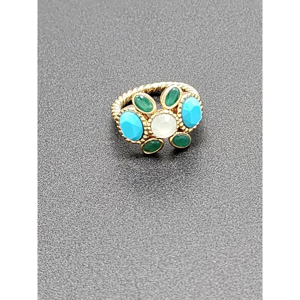 Vintage Banana Republic 7 Stone Gold Tone Fashion Ring, Y2K Style, Size 7